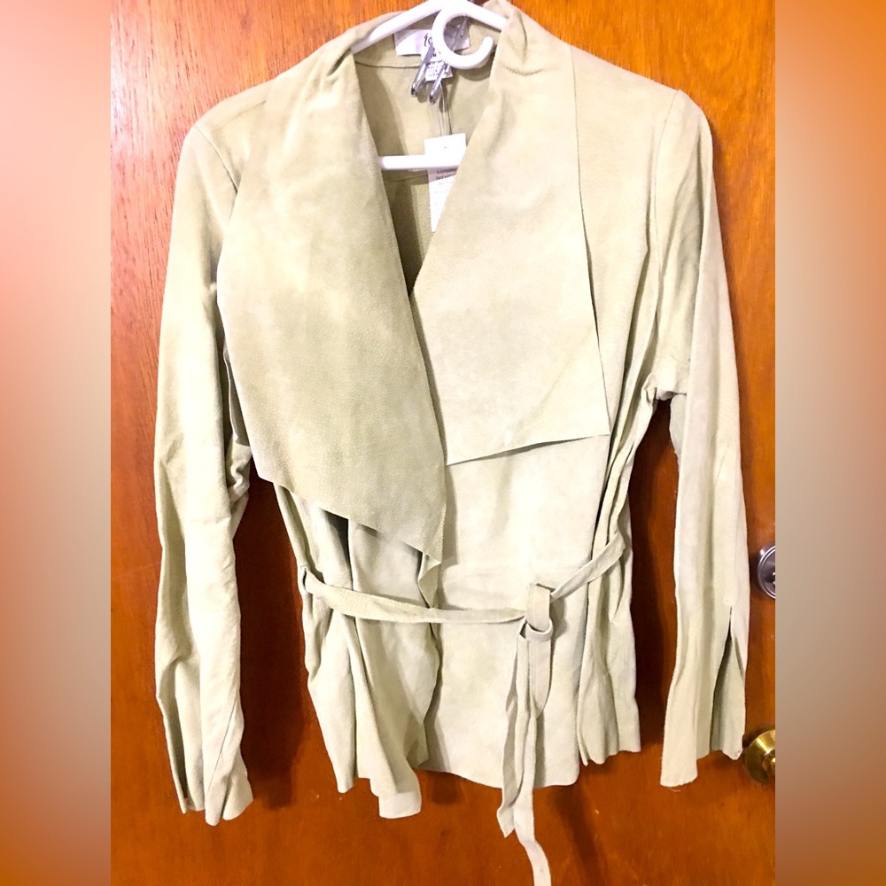 Suede wrap coat